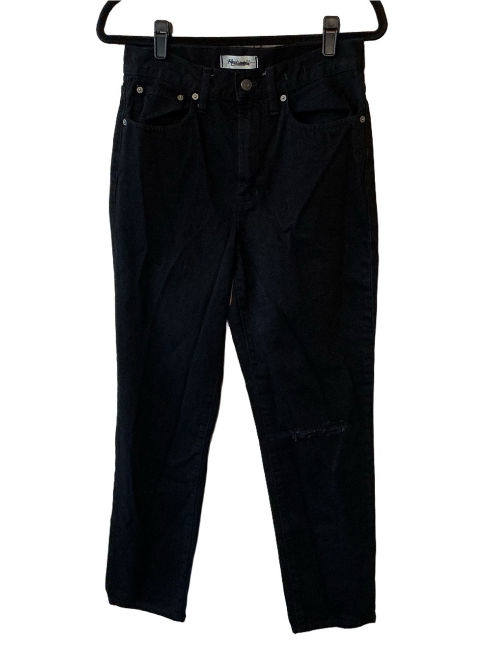 Madewell The Perfect Vintage High Rise Jeans Stone Black Slit Knee 27